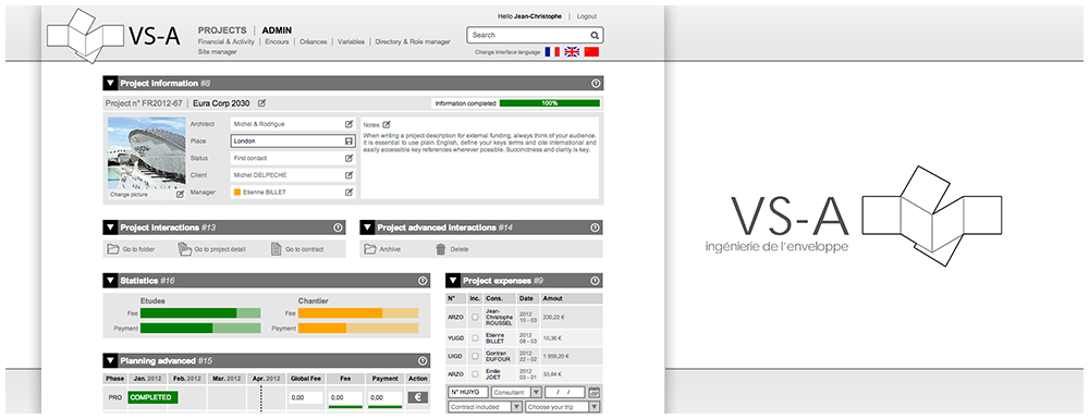 <strong>VSA Project</strong> - Création graphique et intégration de l'application web